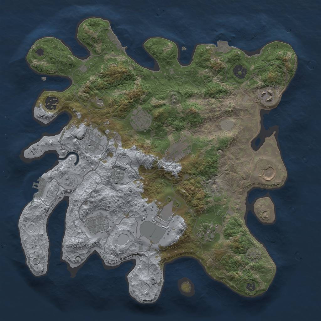 Rust Map: Procedural Map, Size: 3500, Seed: 1540278544, 18 Monuments