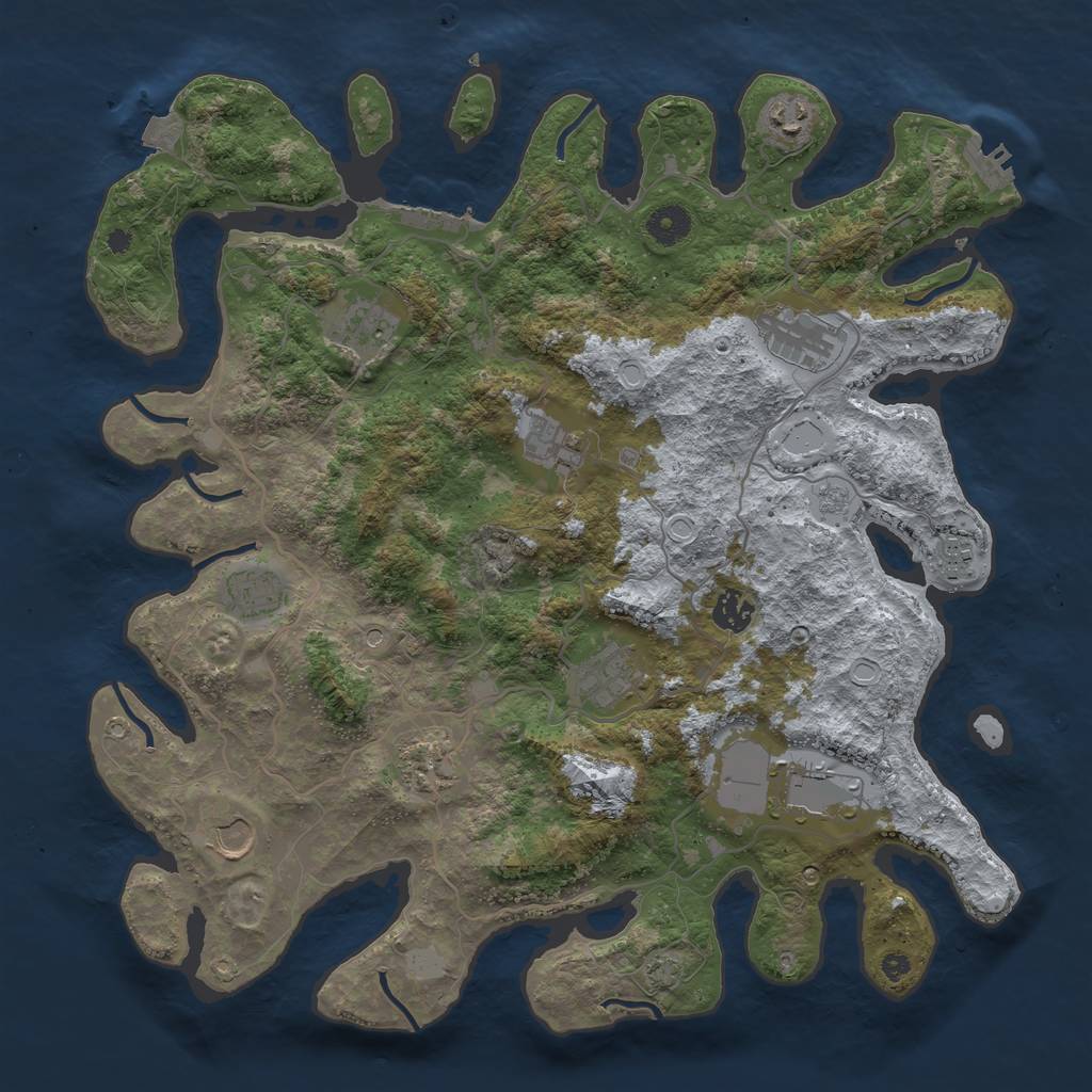 Rust Map: Procedural Map, Size: 4000, Seed: 1797572377, 19 Monuments