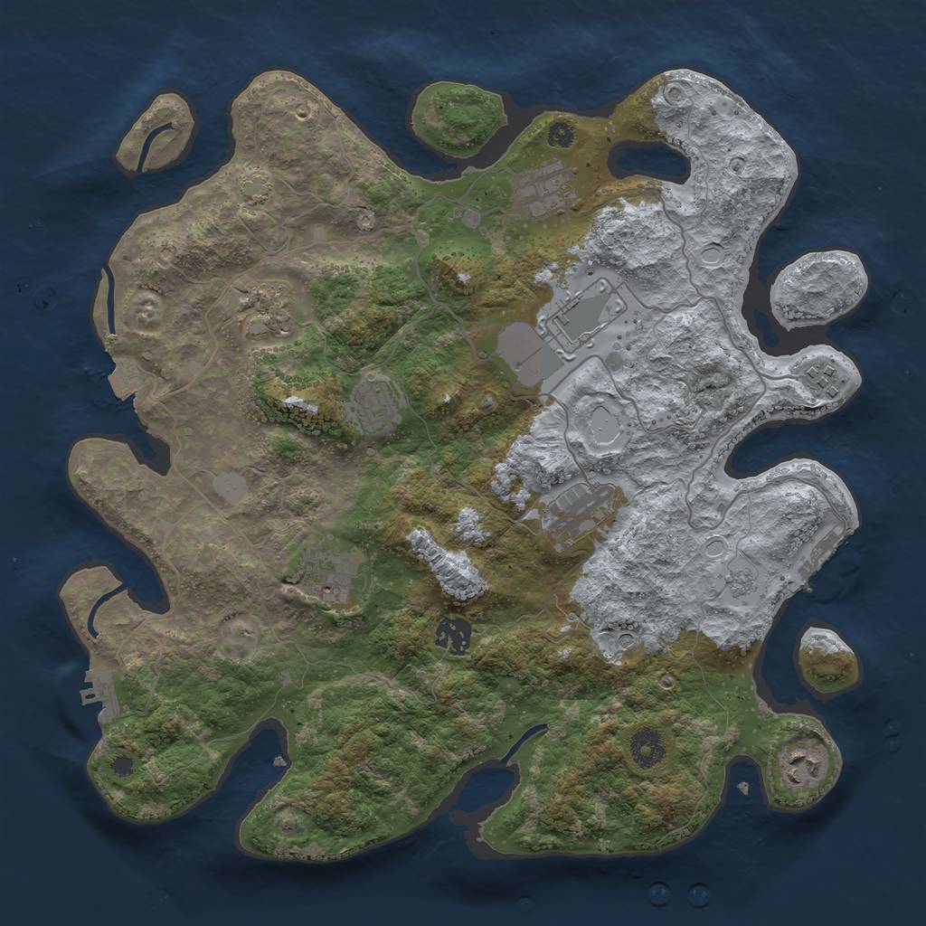 Rust Map: Procedural Map, Size: 3700, Seed: 238285, 17 Monuments