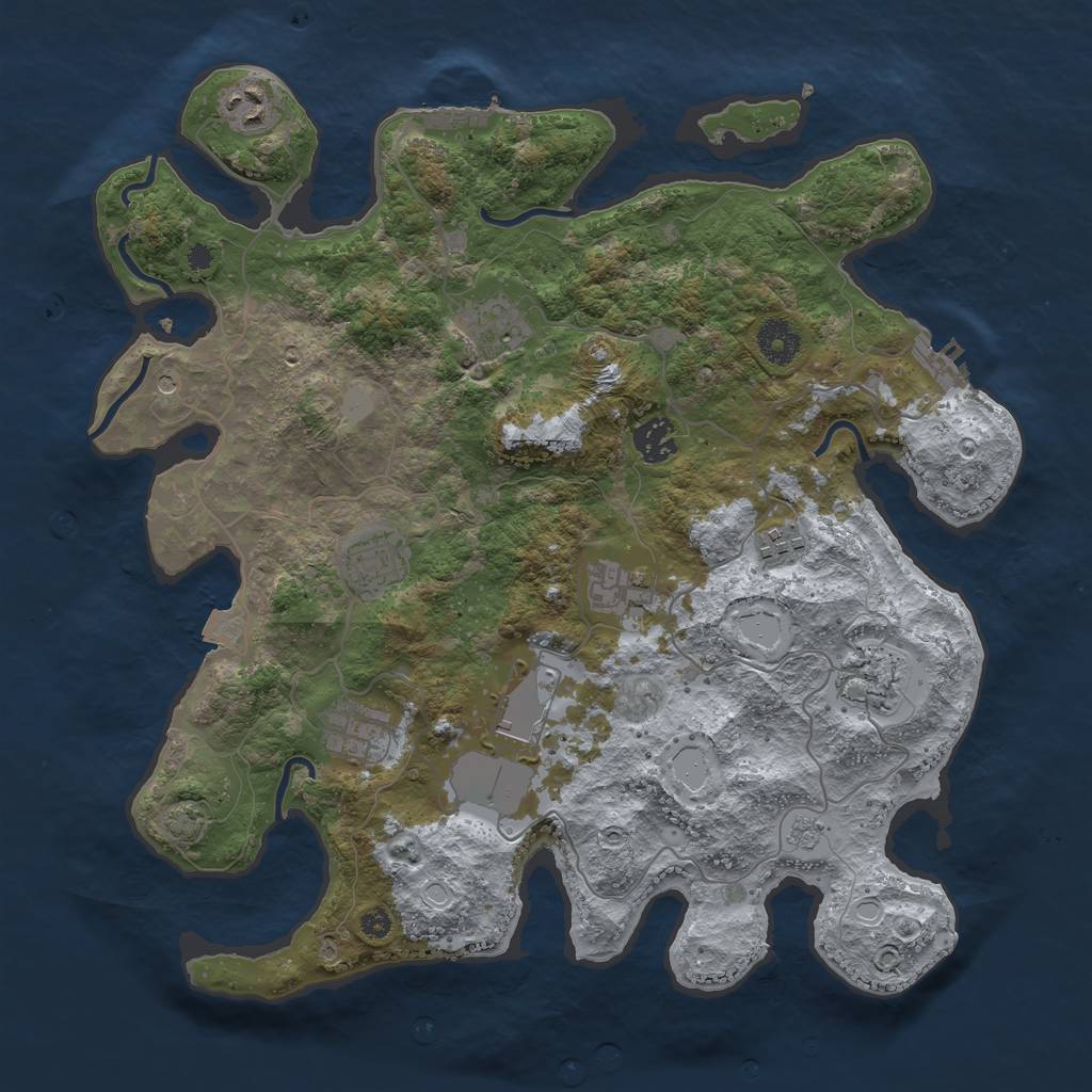 Rust Map: Procedural Map, Size: 3700, Seed: 82051191, 17 Monuments