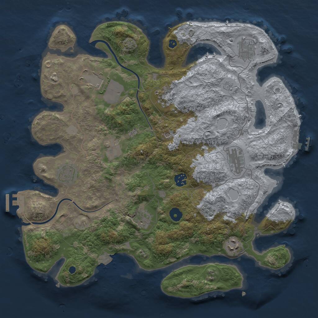 Rust Map: Procedural Map, Size: 3700, Seed: 673406, 16 Monuments