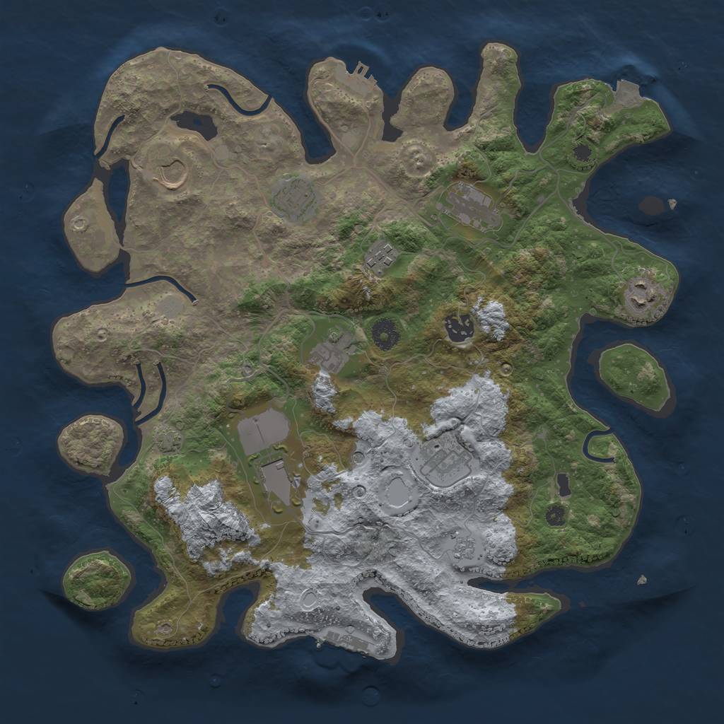 Rust Map: Procedural Map, Size: 3700, Seed: 810068, 17 Monuments