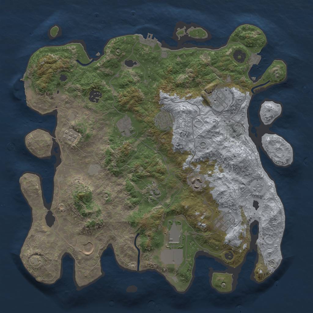 Rust Map: Procedural Map, Size: 3700, Seed: 763098, 18 Monuments