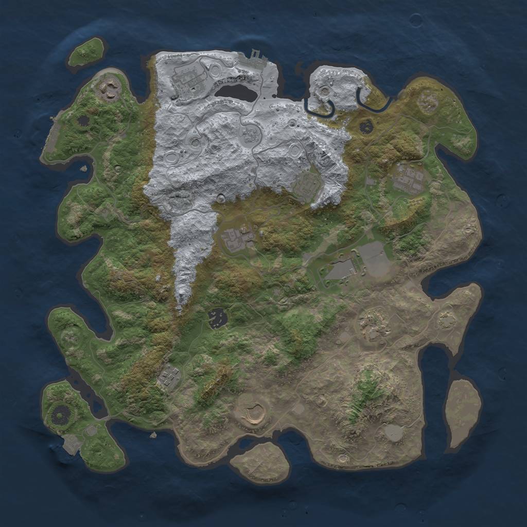 Rust Map: Procedural Map, Size: 3950, Seed: 81595587, 18 Monuments