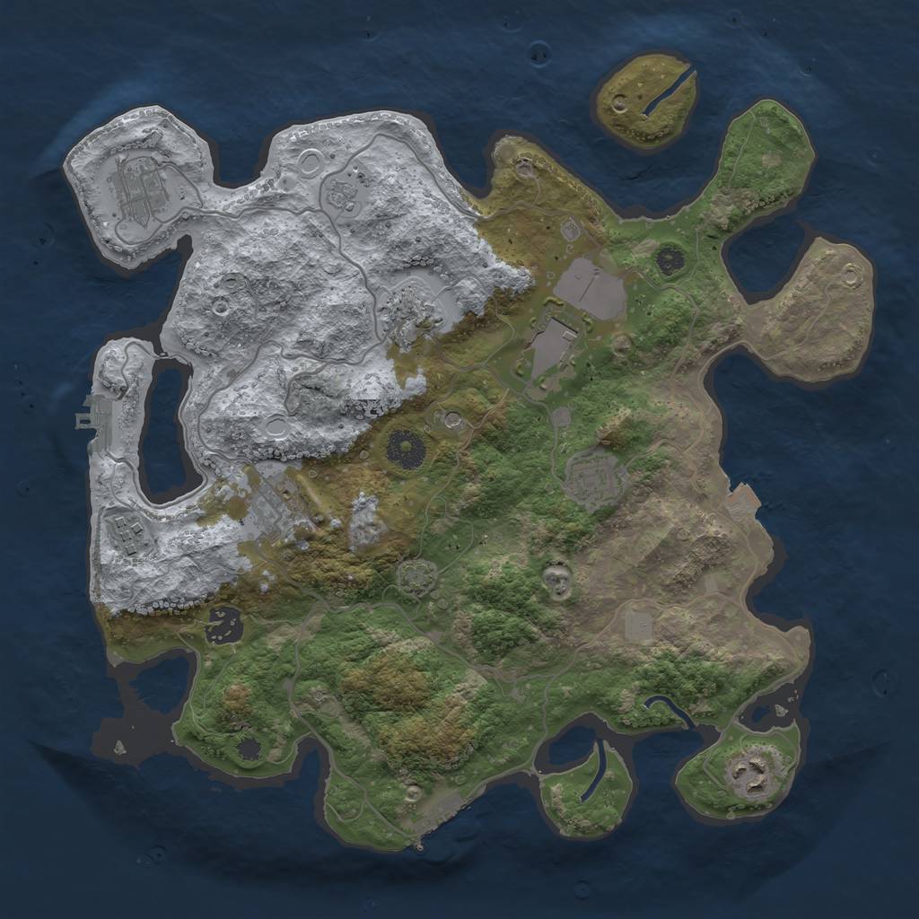 Rust Map: Procedural Map, Size: 3500, Seed: 330243715, 16 Monuments