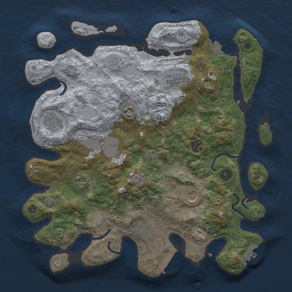 Rust Map: Procedural Map, Size: 3700, Seed: 884899, 17 Monuments