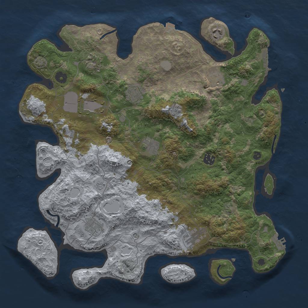 Rust Map: Procedural Map, Size: 3900, Seed: 925661, 18 Monuments