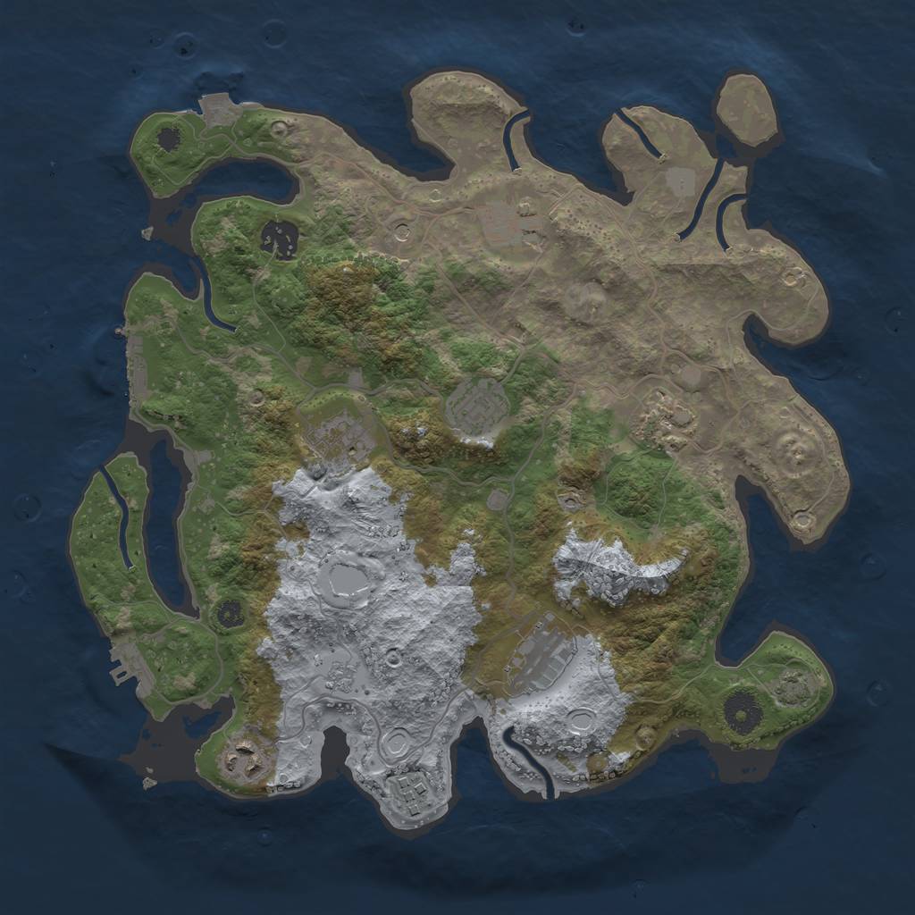 Rust Map: Procedural Map, Size: 3450, Seed: 92472051, 16 Monuments