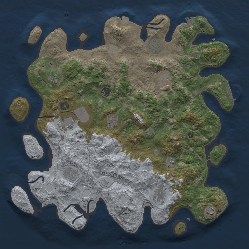 Rust Map: Procedural Map, Size: 4100, Seed: 38980763, 18 Monuments