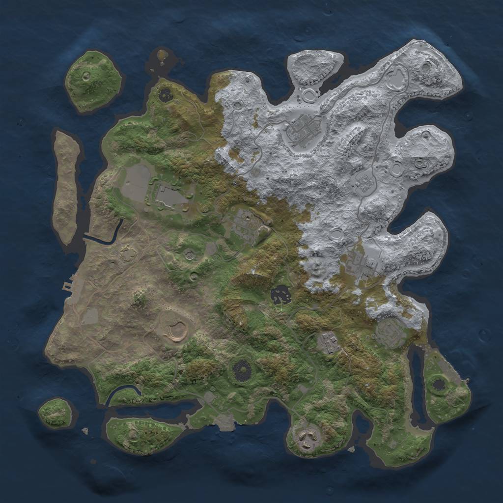Rust Map: Procedural Map, Size: 3700, Seed: 583743, 17 Monuments