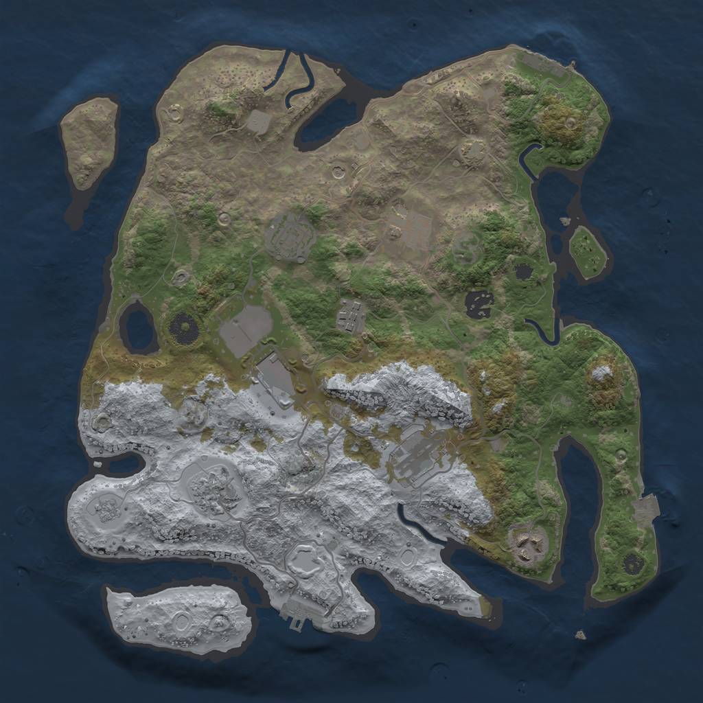 Rust Map: Procedural Map, Size: 3500, Seed: 1711706854, 16 Monuments