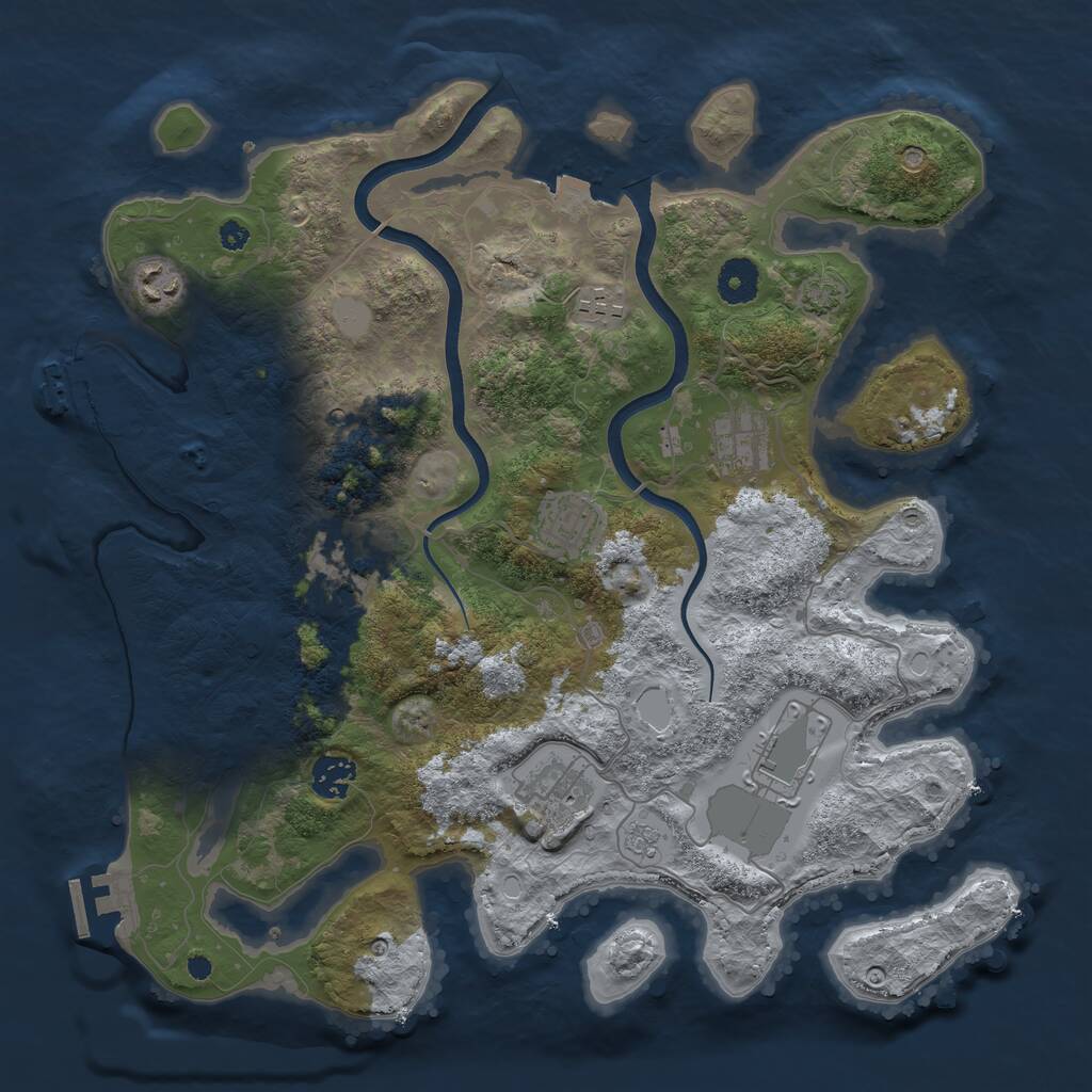 Rust Map: Procedural Map, Size: 3700, Seed: 289502, 14 Monuments