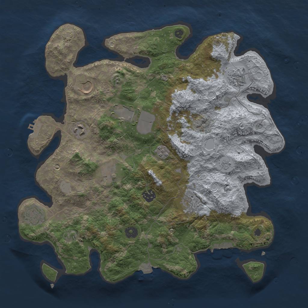 Rust Map: Procedural Map, Size: 3650, Seed: 1279241, 17 Monuments