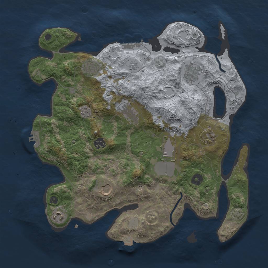 Rust Map: Procedural Map, Size: 3500, Seed: 5495470, 17 Monuments