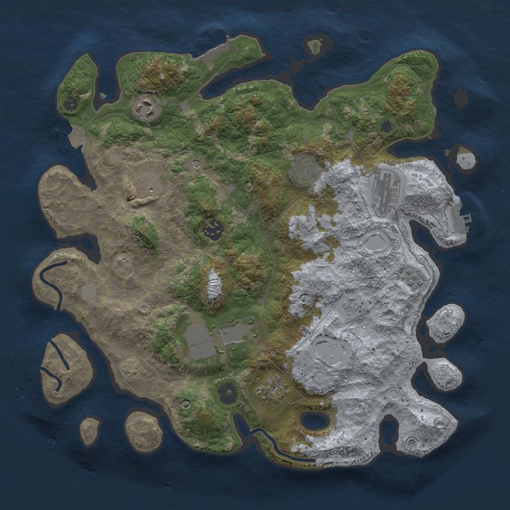 Rust Map: Procedural Map, Size: 3700, Seed: 256391, 16 Monuments