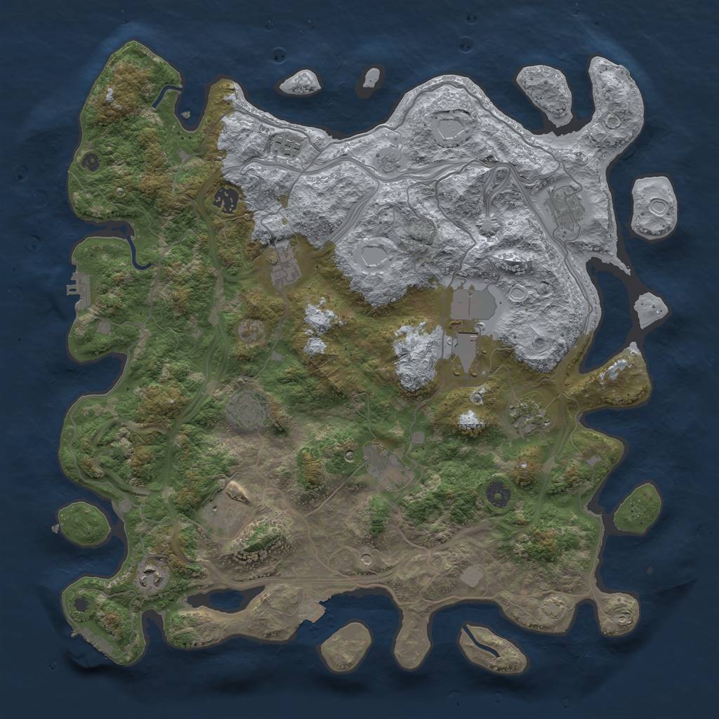 Rust Map: Procedural Map, Size: 4250, Seed: 735506583, 18 Monuments
