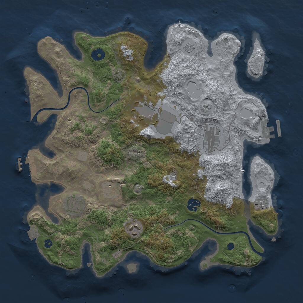 Rust Map: Procedural Map, Size: 3500, Seed: 1764173564, 13 Monuments