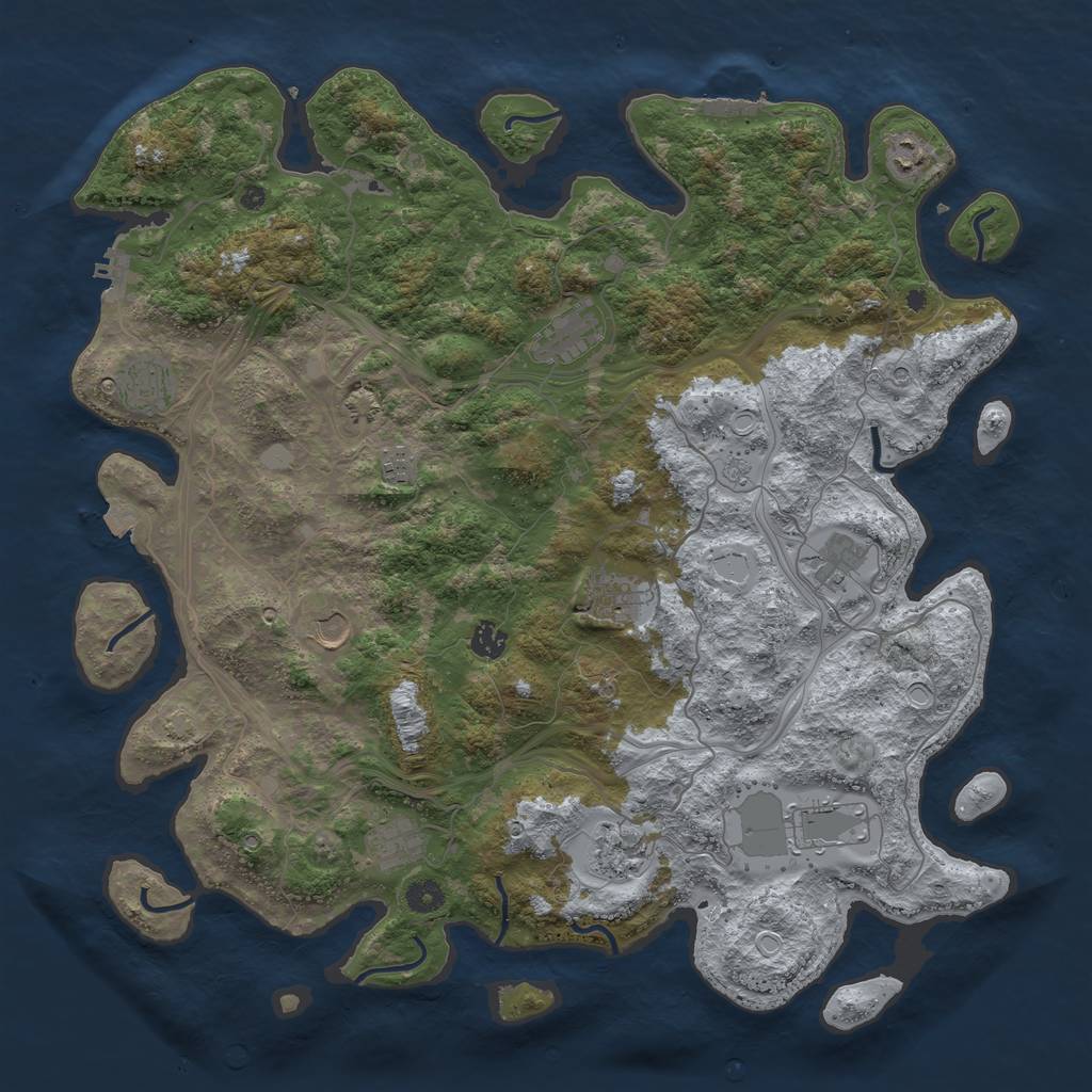 Rust Map: Procedural Map, Size: 4500, Seed: 42596, 19 Monuments