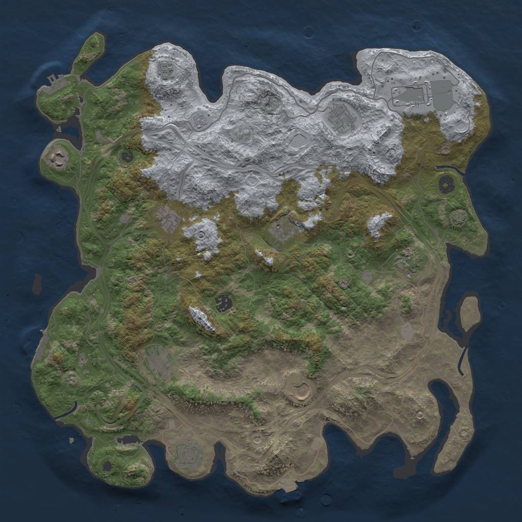 Rust Map: Procedural Map, Size: 4500, Seed: 896543621, 19 Monuments