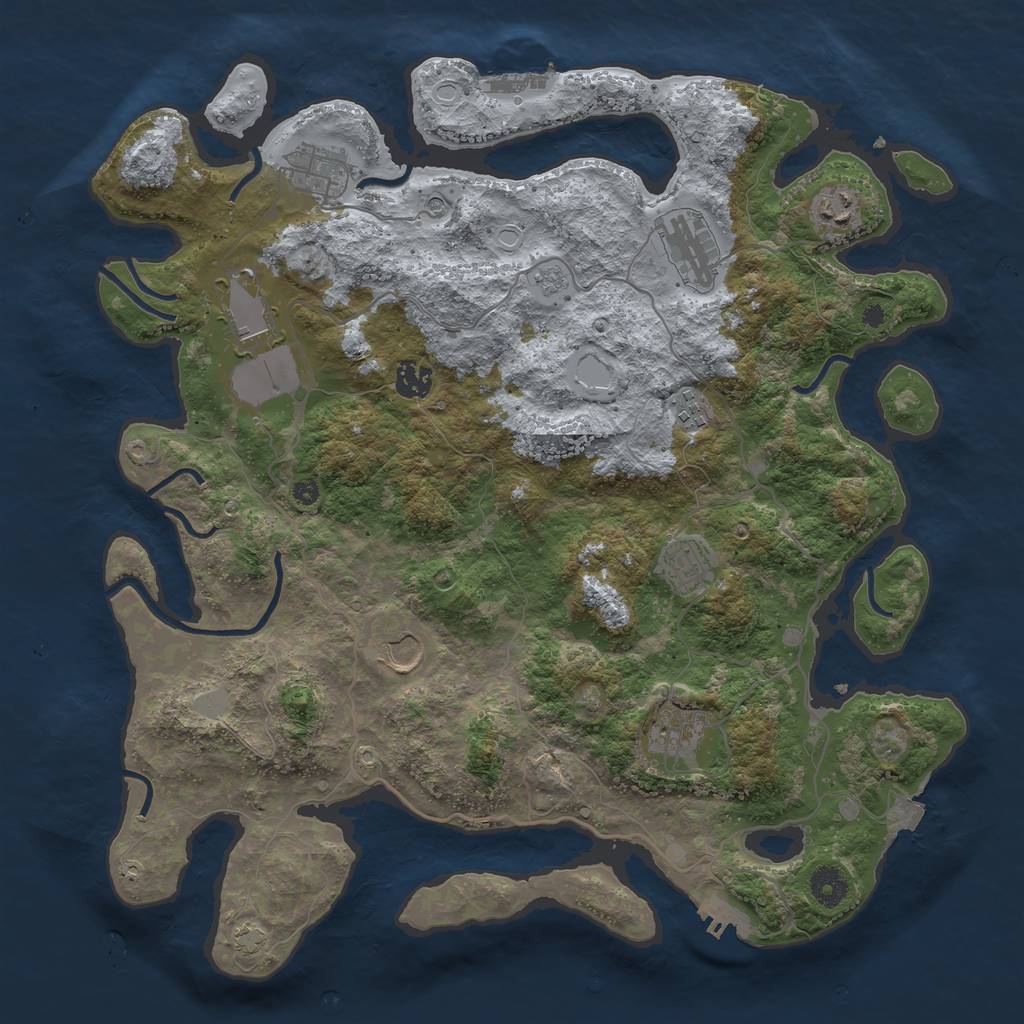 Rust Map: Procedural Map, Size: 4000, Seed: 102241487, 17 Monuments