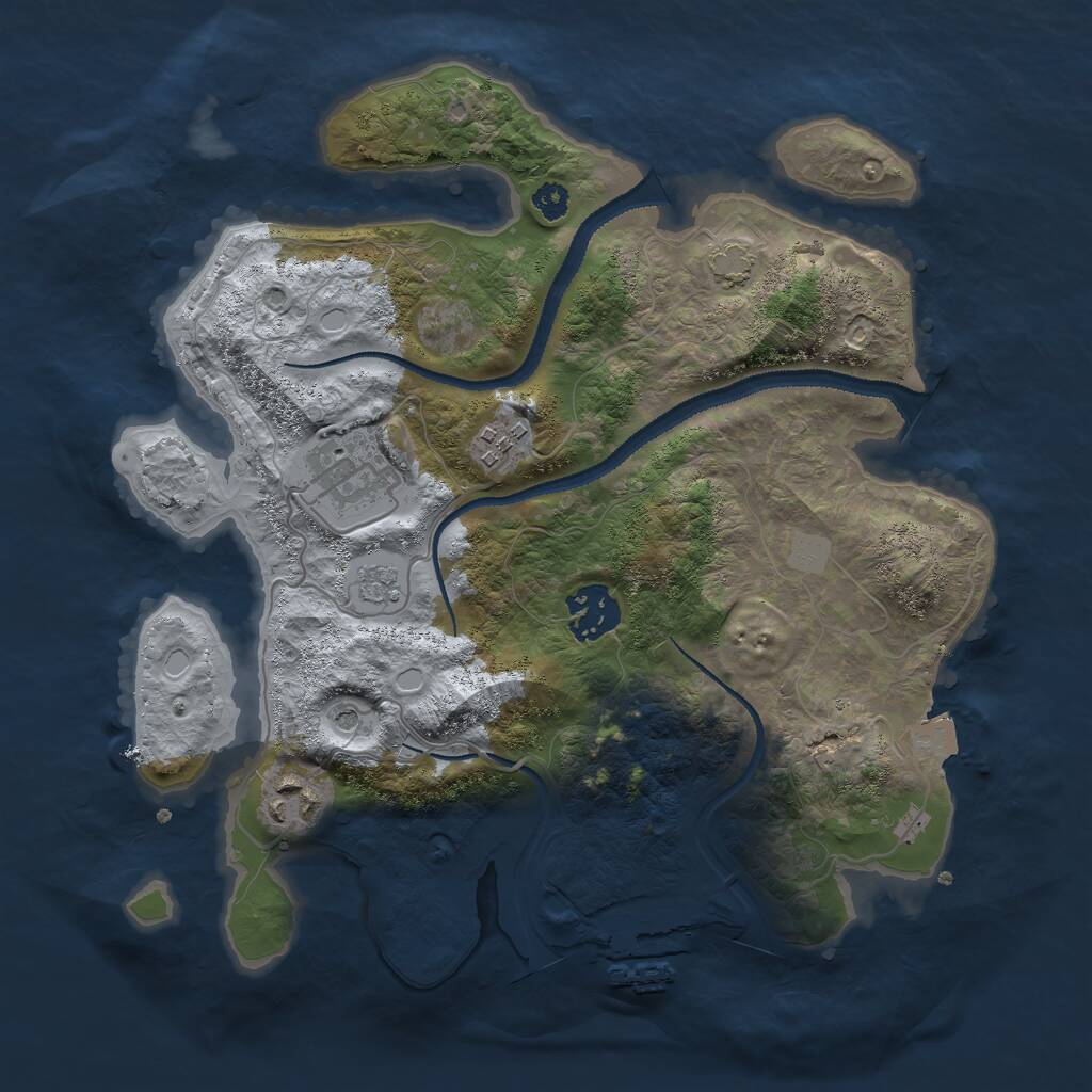 Rust Map: Procedural Map, Size: 3000, Seed: 345, 9 Monuments