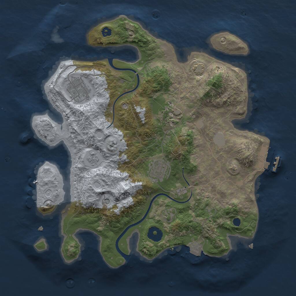 Rust Map: Procedural Map, Size: 3000, Seed: 345, 8 Monuments