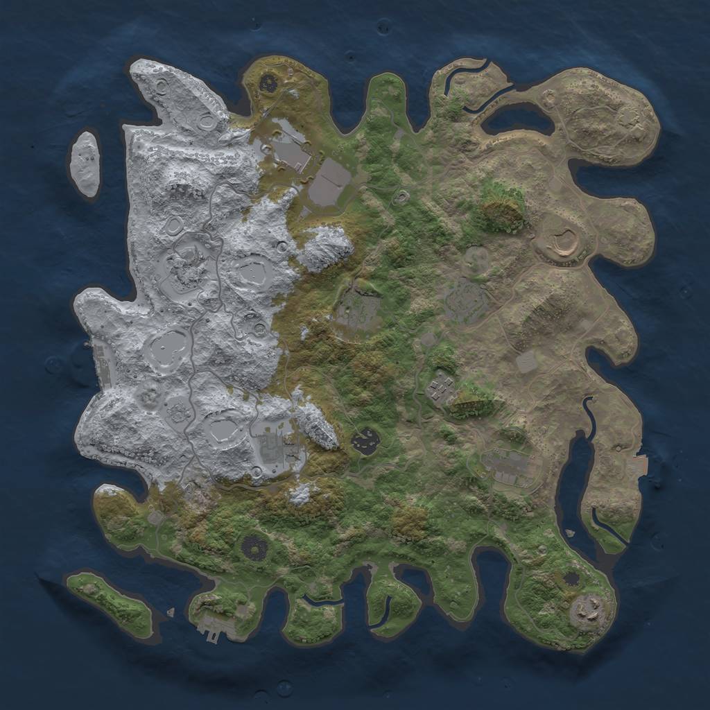 Rust Map: Procedural Map, Size: 4000, Seed: 2048, 18 Monuments