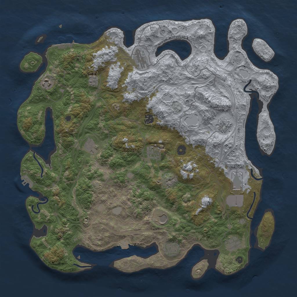 Rust Map: Procedural Map, Size: 4500, Seed: 1082187721, 19 Monuments