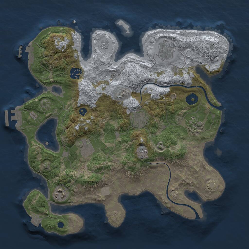 Rust Map: Procedural Map, Size: 3200, Seed: 10000, 13 Monuments