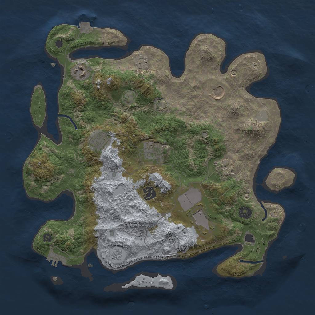 Rust Map: Procedural Map, Size: 3500, Seed: 1966833723, 15 Monuments