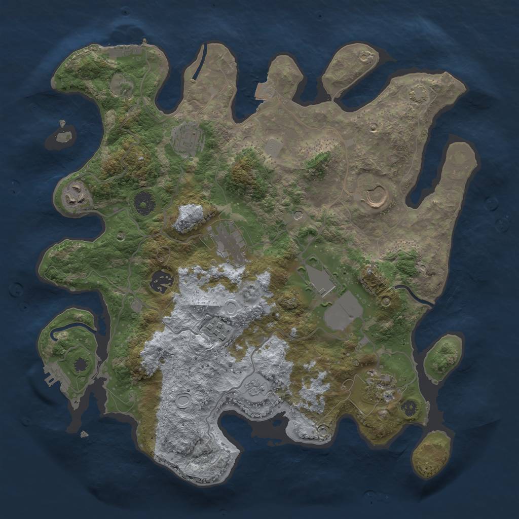 Rust Map: Procedural Map, Size: 3500, Seed: 378928252, 16 Monuments