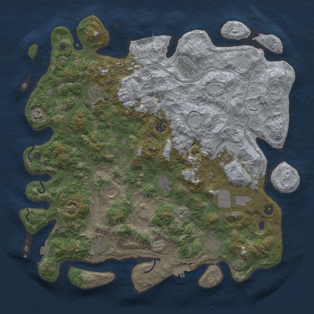 Rust Map: Procedural Map, Size: 4500, Seed: 663790465, 19 Monuments