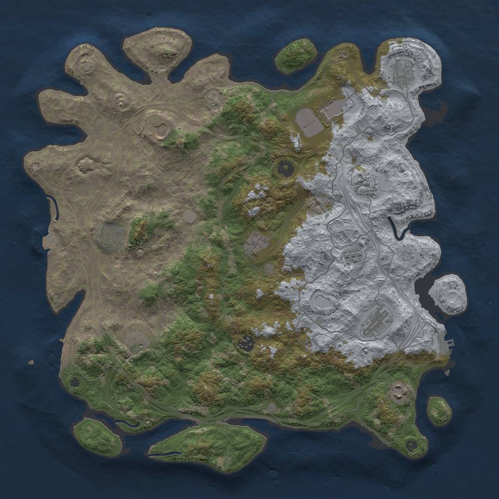 Rust Map: Procedural Map, Size: 4500, Seed: 6969669, 19 Monuments