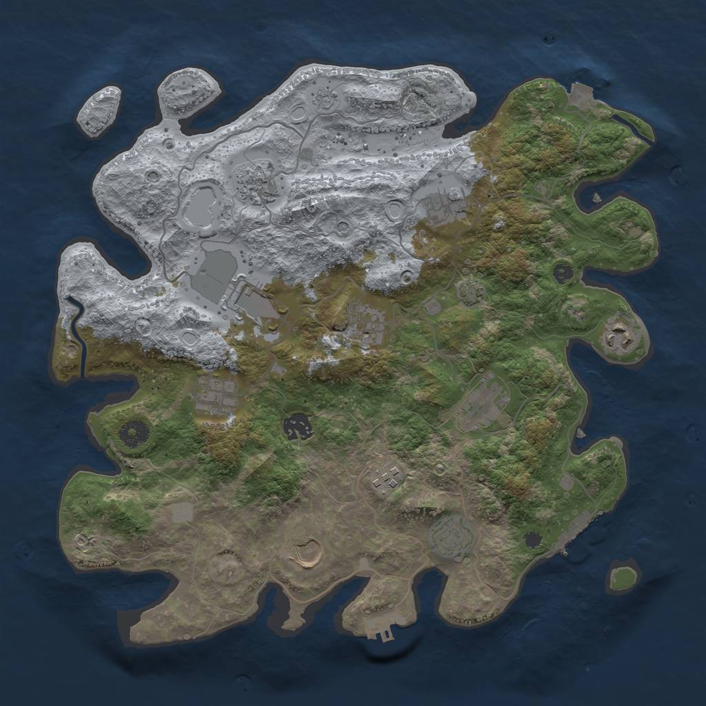 Rust Map: Procedural Map, Size: 3700, Seed: 528760246, 19 Monuments