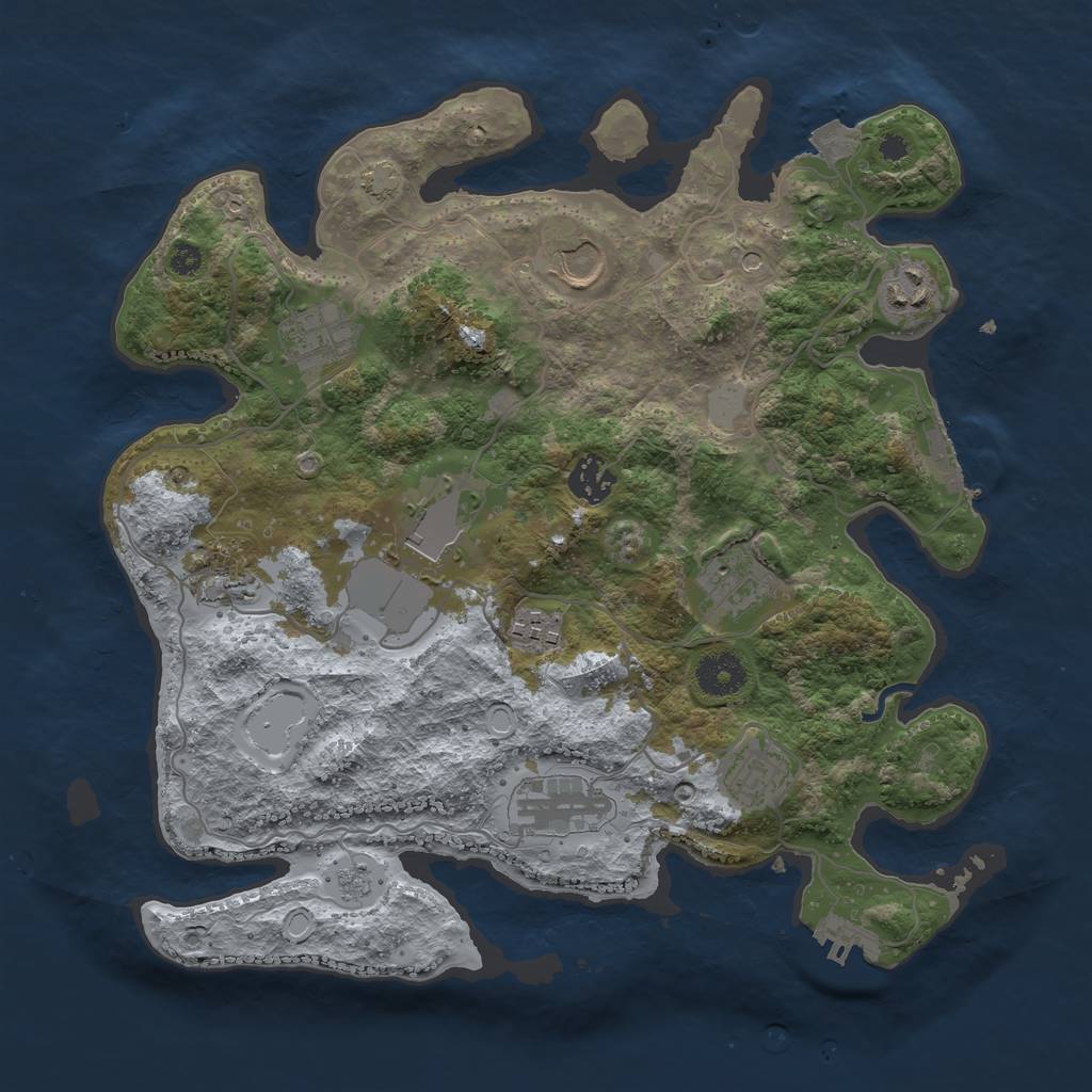 Rust Map: Procedural Map, Size: 3500, Seed: 145616513, 18 Monuments