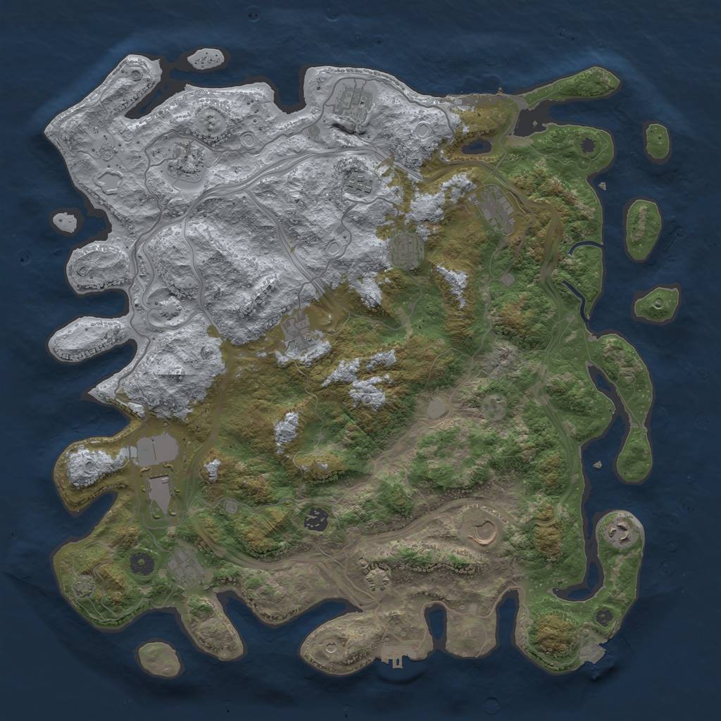 Rust Map: Procedural Map, Size: 4500, Seed: 749903613, 19 Monuments