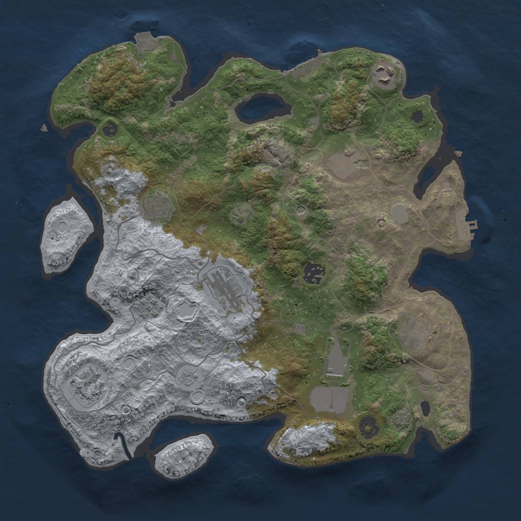 Rust Map: Procedural Map, Size: 3600, Seed: 21702, 17 Monuments