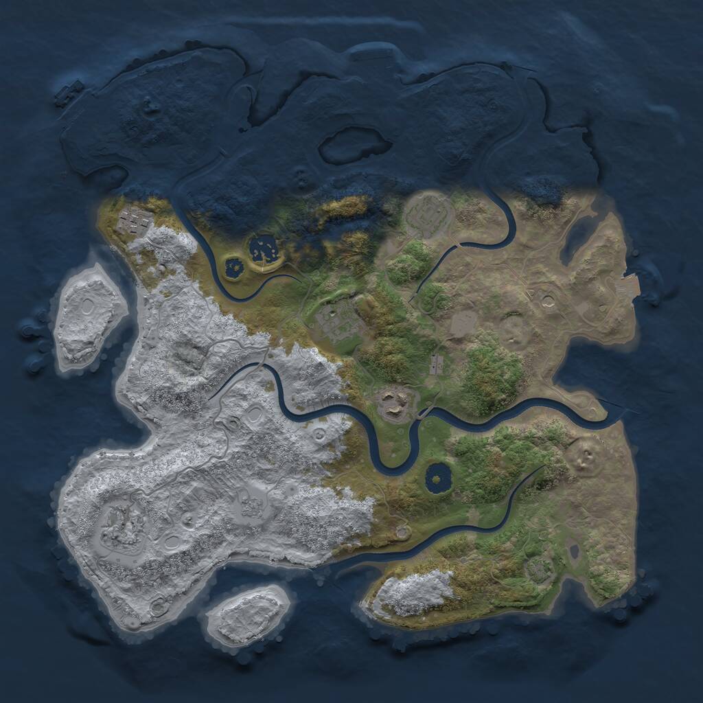 Rust Map: Procedural Map, Size: 3600, Seed: 21702, 12 Monuments