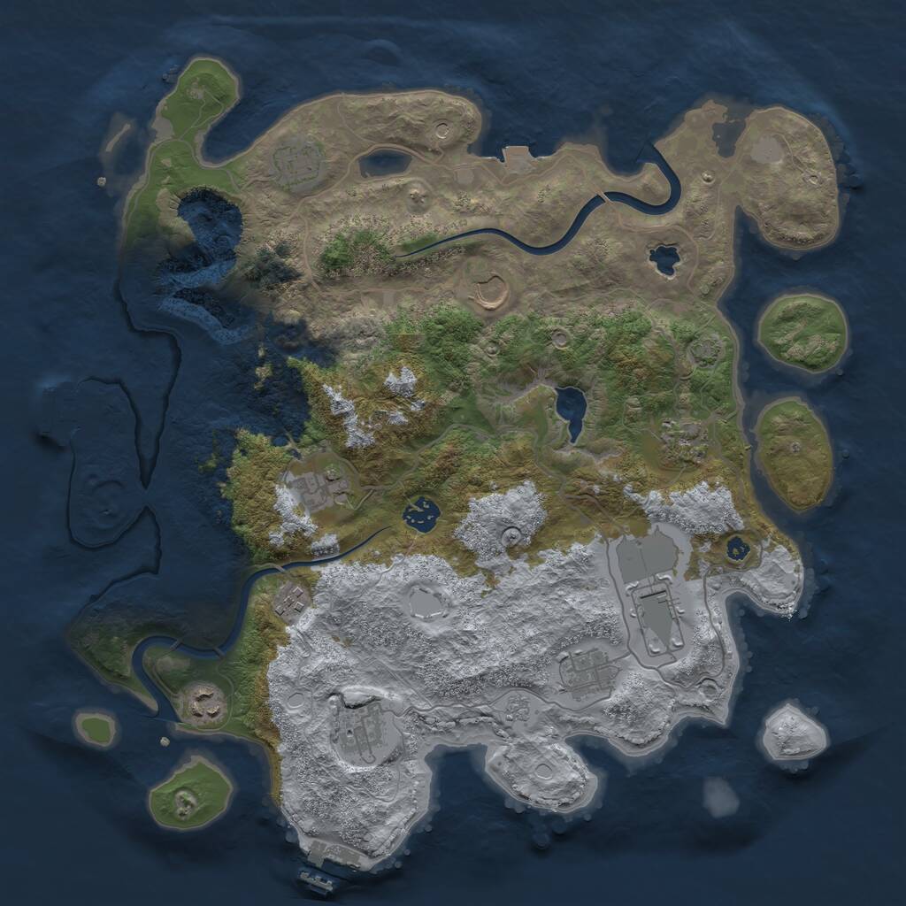 Rust Map: Procedural Map, Size: 4000, Seed: 682649240, 16 Monuments