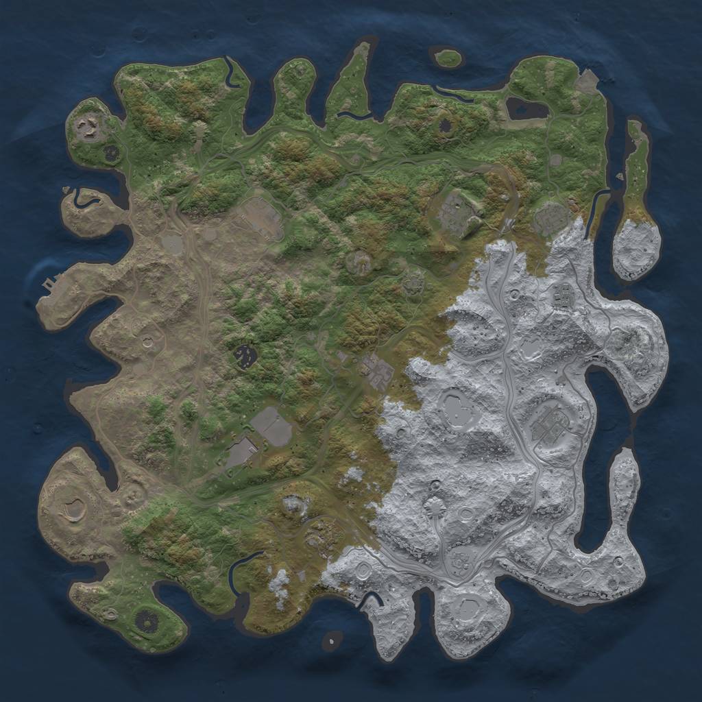 Rust Map: Procedural Map, Size: 4500, Seed: 1168714886, 18 Monuments