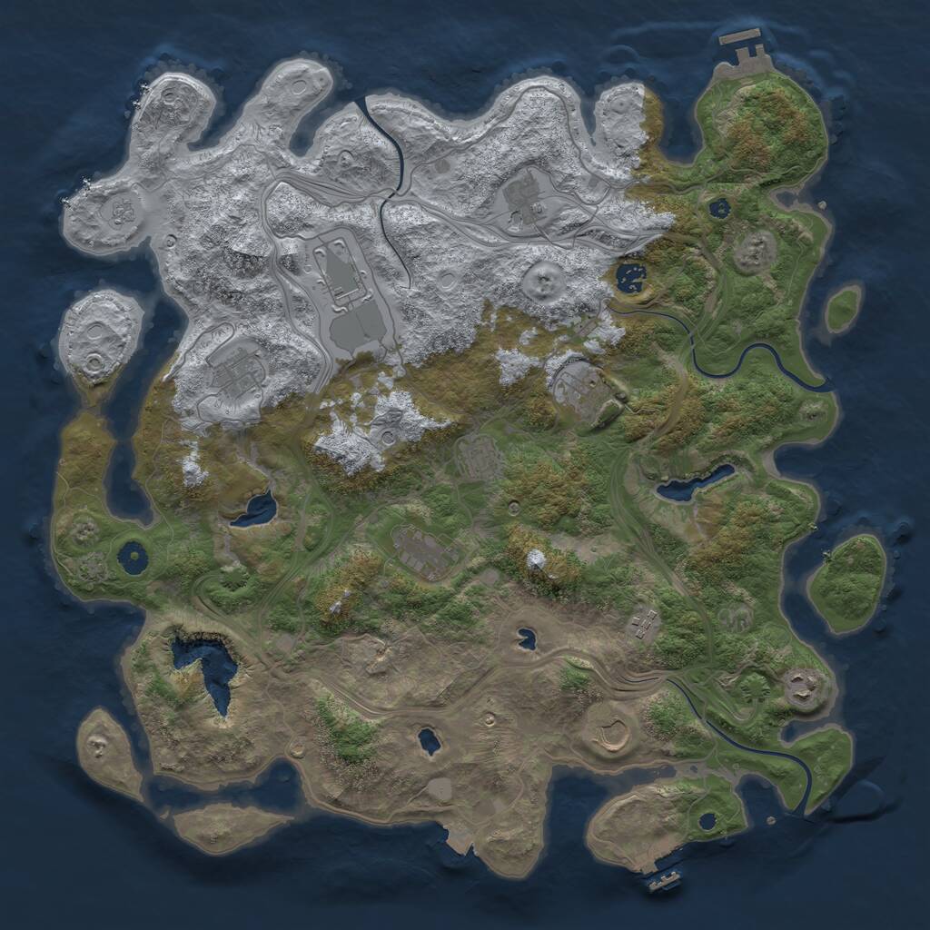 Rust Map: Procedural Map, Size: 4500, Seed: 32657845, 16 Monuments