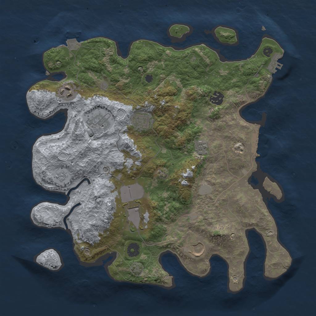 Rust Map: Procedural Map, Size: 3500, Seed: 578200035, 15 Monuments