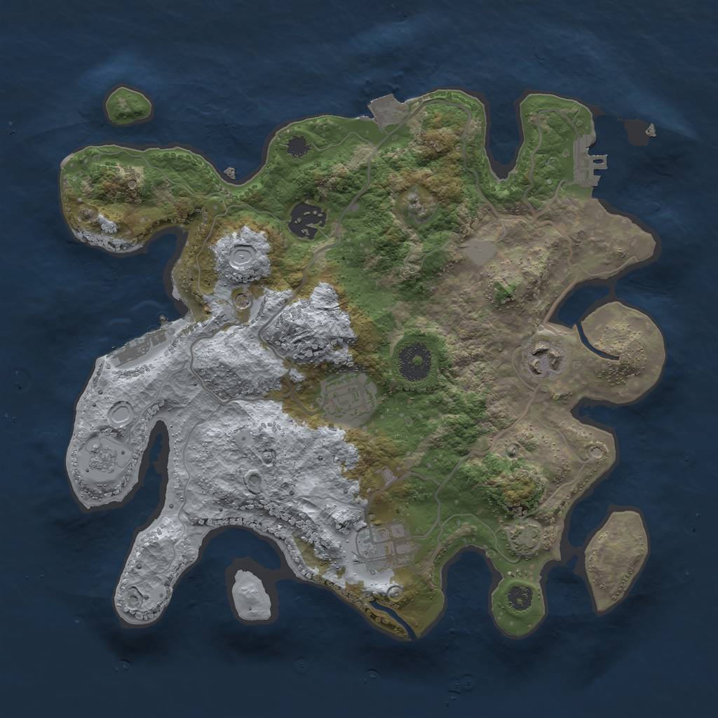 Rust Map: Procedural Map, Size: 3000, Seed: 17149, 12 Monuments