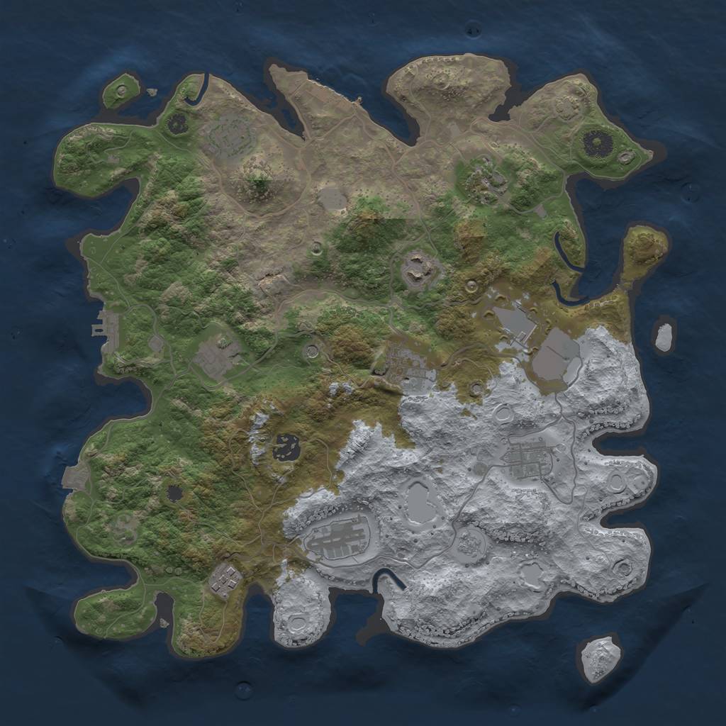 Rust Map: Procedural Map, Size: 3750, Seed: 32255559, 18 Monuments