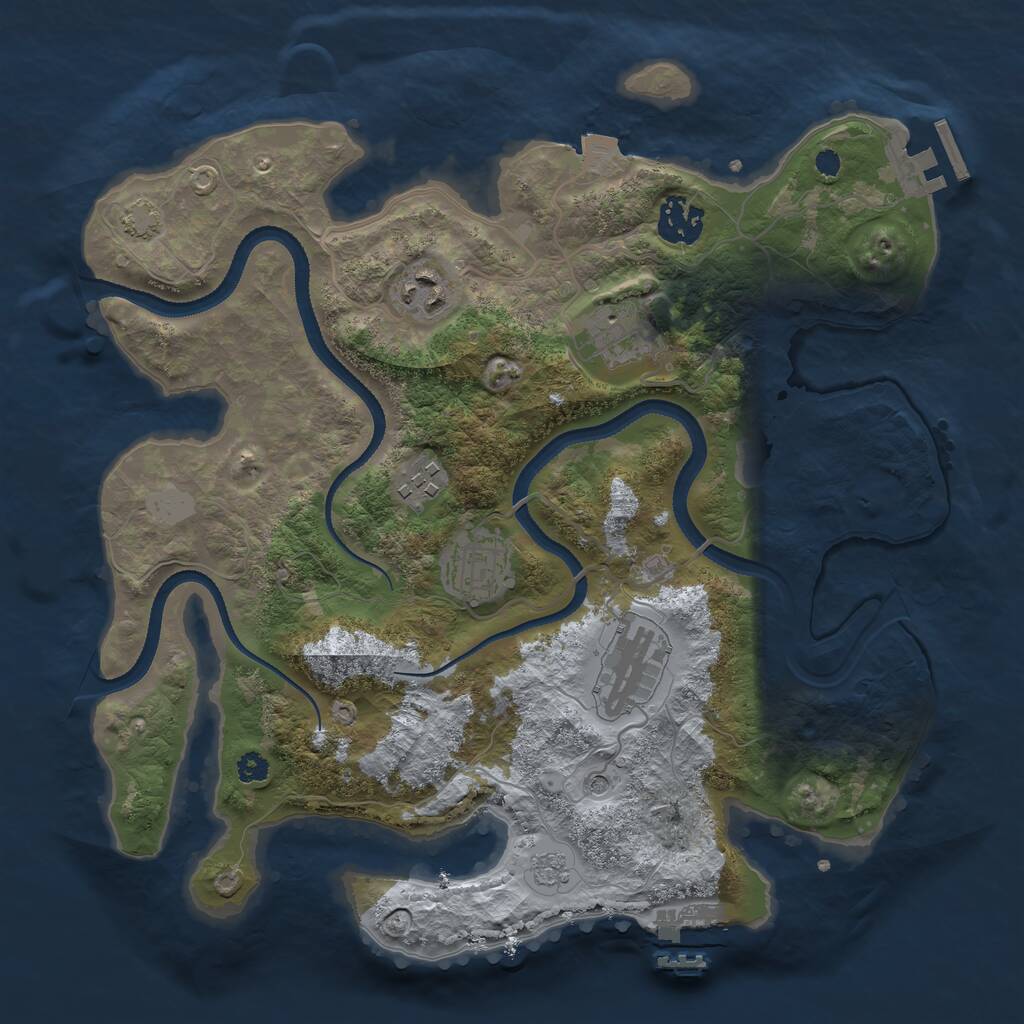 Rust Map: Procedural Map, Size: 3250, Seed: 206903128, 12 Monuments