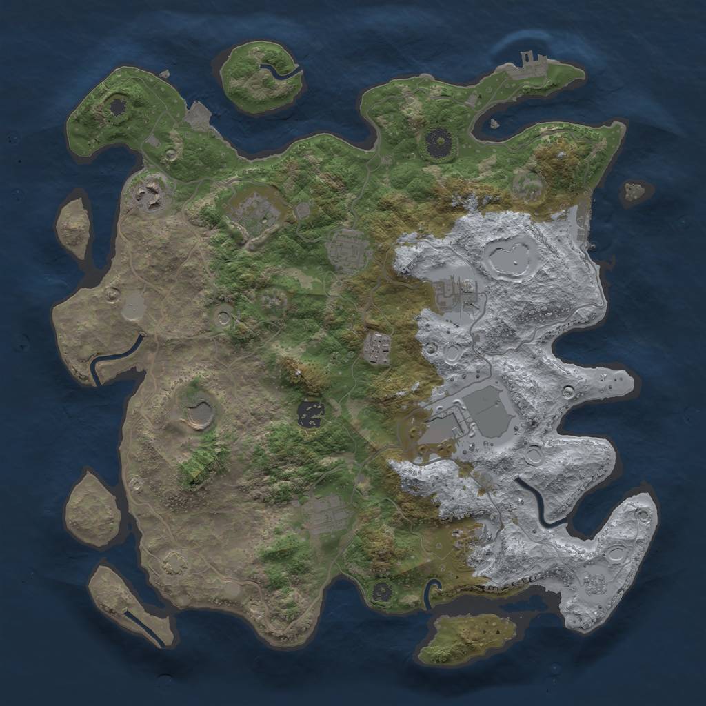 Rust Map: Procedural Map, Size: 3700, Seed: 970283, 18 Monuments