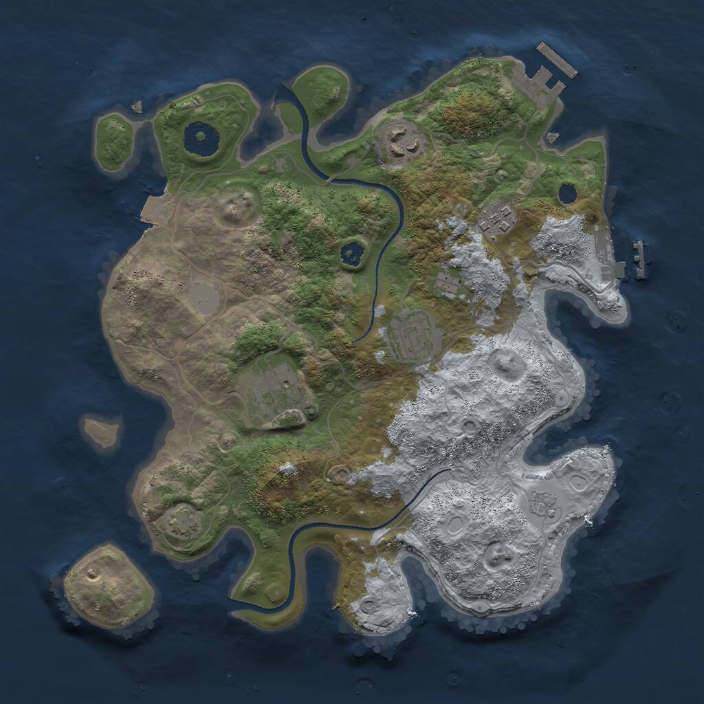 Rust Map: Procedural Map, Size: 3000, Seed: 1644214978, 9 Monuments