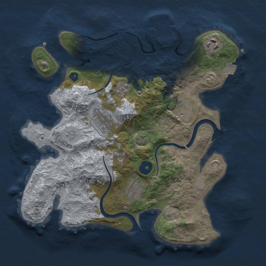 Rust Map: Procedural Map, Size: 3000, Seed: 16117, 10 Monuments