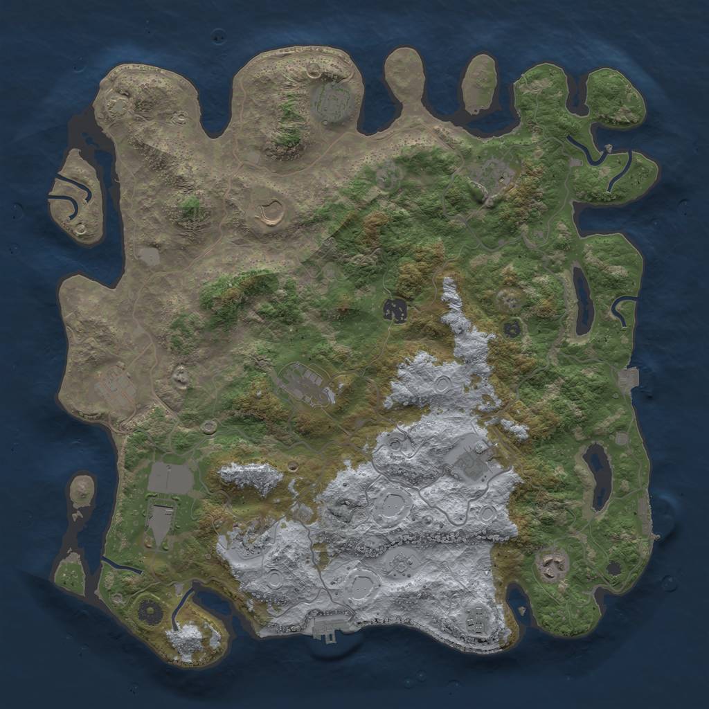 Rust Map: Procedural Map, Size: 4200, Seed: 185916071, 19 Monuments