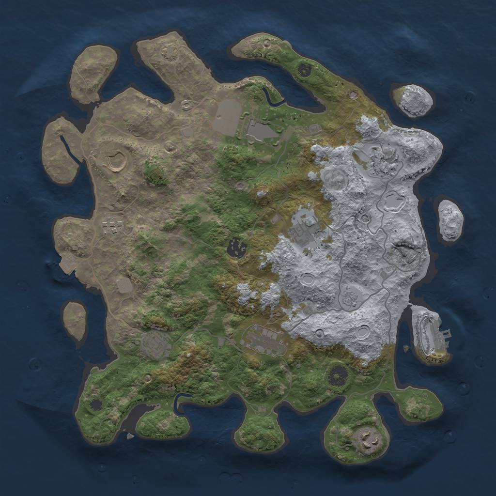 Rust Map: Procedural Map, Size: 3700, Seed: 1942476167, 16 Monuments